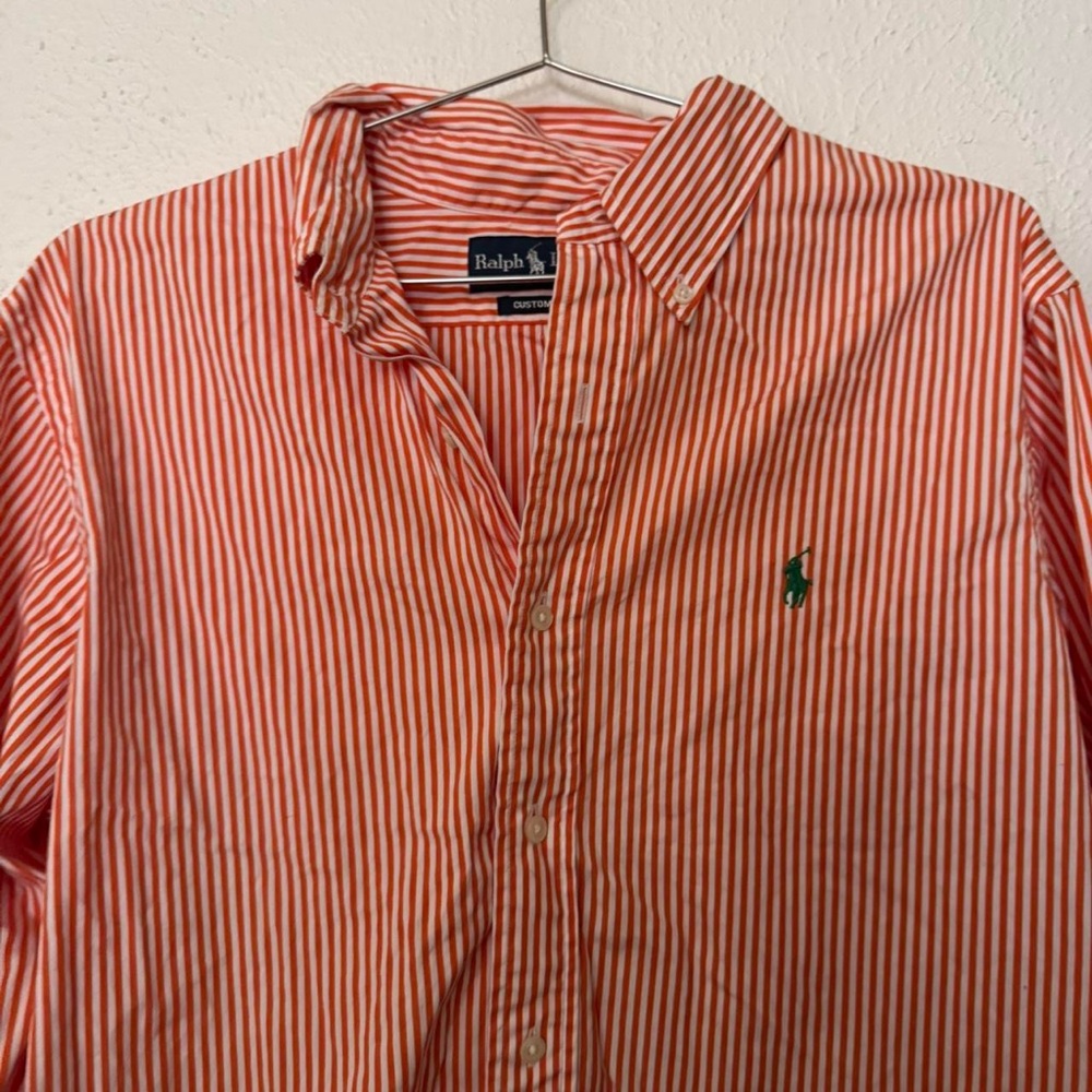 Vintage Ralph Lauren Orange Striped Button Down - Picture 5 of 6
